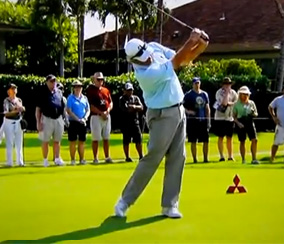 Fred Couples on his way to his finish postiion.